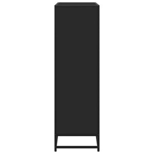 Βιβλιοθήκη Μαύρη 97,5x33x107,5 εκ. Επεξεργασμένο Ξύλο & Μέταλλο