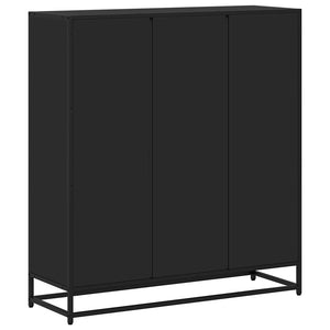 Βιβλιοθήκη Μαύρη 97,5x33x107,5 εκ. Επεξεργασμένο Ξύλο & Μέταλλο