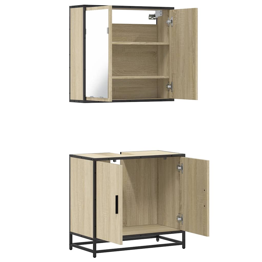 Σετ Επίπλων Μπάνιου 2 Τεμαχίων Sonoma Δρυς Επεξεργασμένο Ξύλο