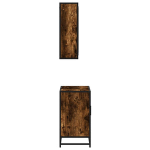 Σετ Επίπλων Μπάνιου 2 Τεμαχίων Καπνιστή Δρυς από Τεχν. Ξύλο - Pakobazaar