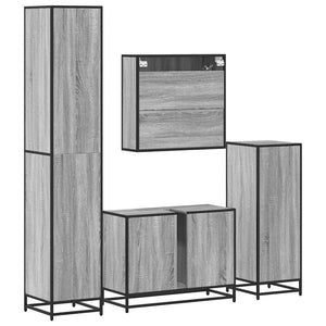 Σετ Επίπλων Μπάνιου 4 Τεμαχίων Γκρι Sonoma Επεξεργασμένο Ξύλο