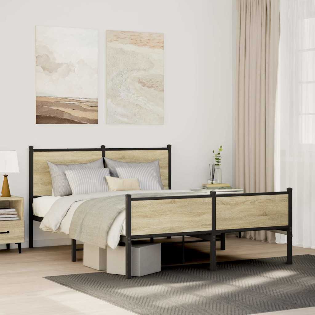 Σκελετός Κρεβ. Χωρίς Στρώμα Sonoma Δρυς 150x200 εκ. Μεταλλικό