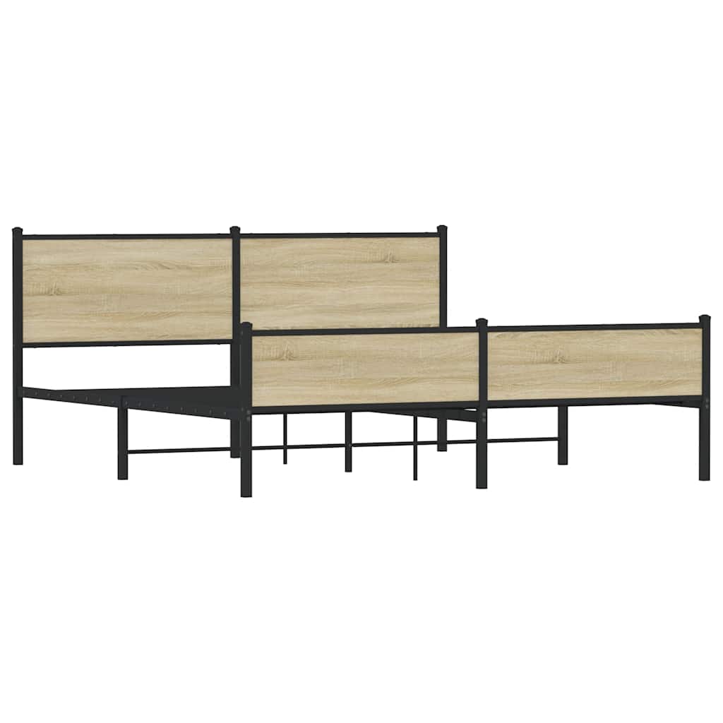 Σκελετός Κρεβ. Χωρίς Στρώμα Sonoma Δρυς 160x200 εκ. Μεταλλικό