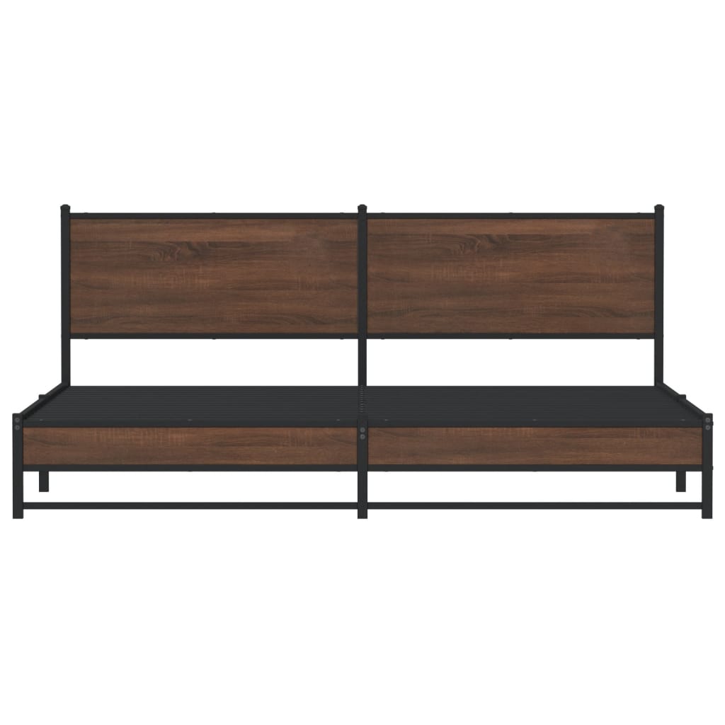 Σκελετός Κρεβ. Χωρίς Στρώμα Καφέ Δρυς 200x200 εκ. Μεταλλικό