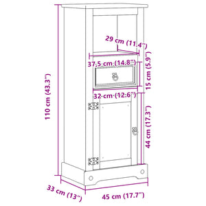 Ντουλάπι Μπάνιου Corona 45x33x110 εκ. από Μασίφ Ξύλο Πεύκου - Pakobazaar