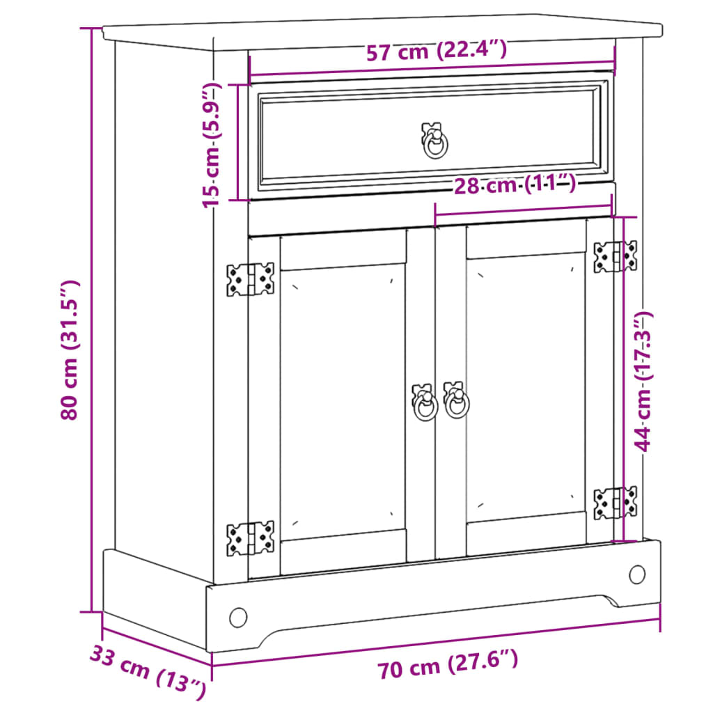 Ντουλάπι Μπάνιου Corona 70x33x80 εκ. από Μασίφ Ξύλο Πεύκου - Pakobazaar