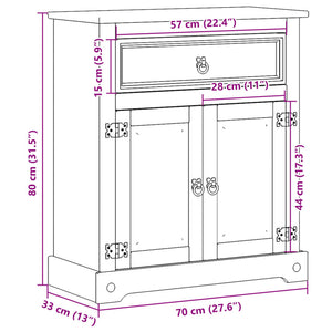 Ντουλάπι Μπάνιου Corona 70x33x80 εκ. από Μασίφ Ξύλο Πεύκου - Pakobazaar