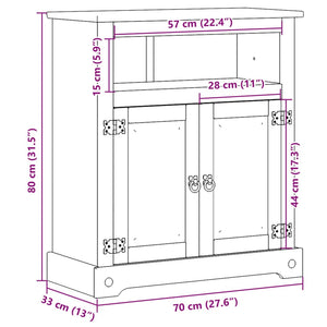 Ντουλάπι Μπάνιου Corona 70x33x80 εκ. από Μασίφ Ξύλο Πεύκου