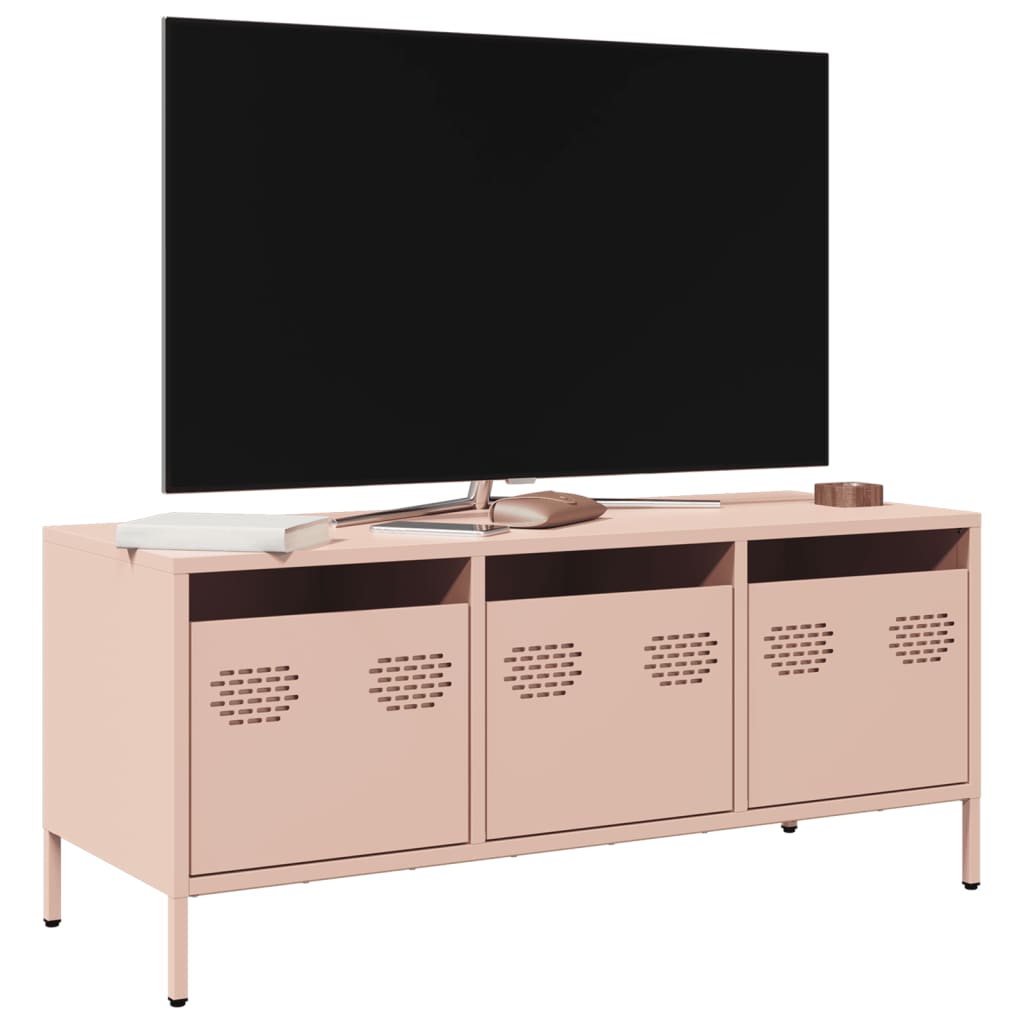 Έπιπλο Τηλεόρασης Ροζ 101,5x39x43,5 εκ. Ατσάλι Ψυχρής Έλασης