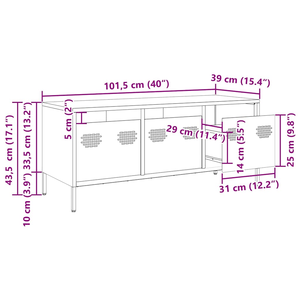 Έπιπλο Τηλεόρασης Λαδί 101,5x39x43,5 εκ. Ατσάλι Ψυχρής Έλασης - Pakobazaar