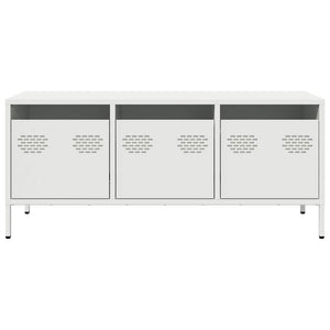 Έπιπλο Τηλεόρασης Λευκό 101,5x39x43,5 εκ. Ατσάλι Ψυχρής Έλασης