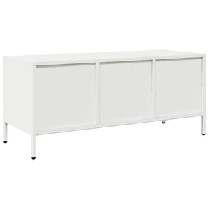 Έπιπλο Τηλεόρασης Λευκό 101,5x39x43,5 εκ. Ατσάλι Ψυχρής Έλασης
