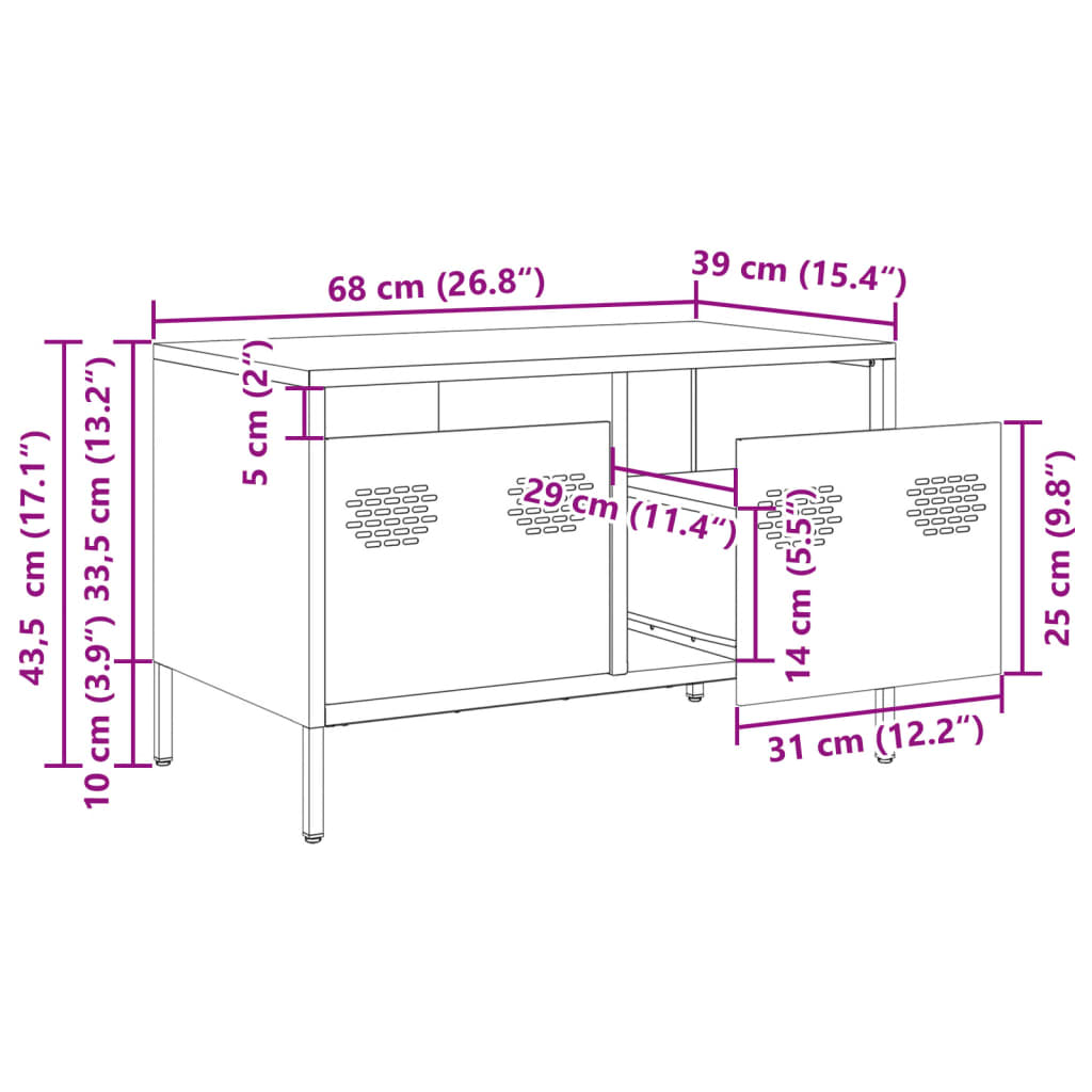 Έπιπλο Τηλεόρασης Ανθρακί 68x39x43,5 εκ. Ατσάλι Ψυχρής Έλασης