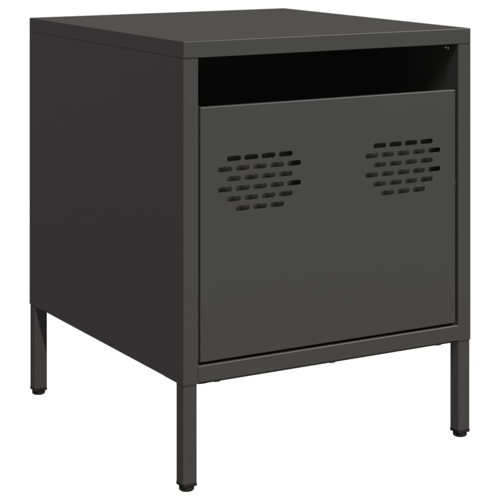 Κομοδίνο Μαύρο 35x39x43,5 εκ. Ατσάλινο