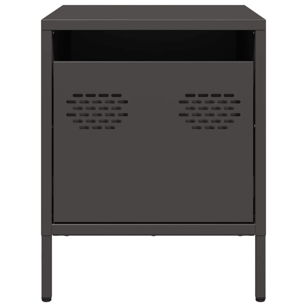 Κομοδίνο Μαύρο 35x39x43,5 εκ. Ατσάλινο