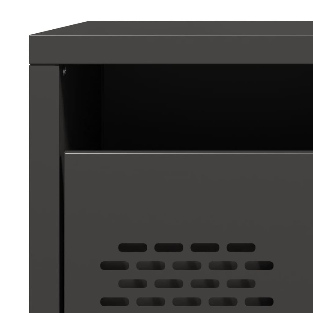 Κομοδίνα 2 τεμ. Μαύρο 35x39x43,5 εκ. από Χάλυβα - Pakobazaar