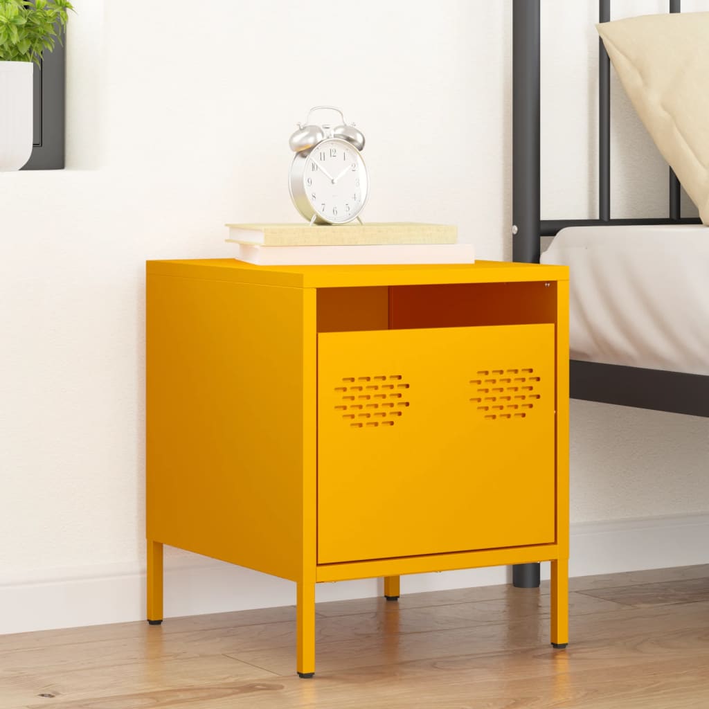 Κομοδίνο Μουσταρδί 35x39x43,5 εκ. από Χάλυβα - Pakobazaar