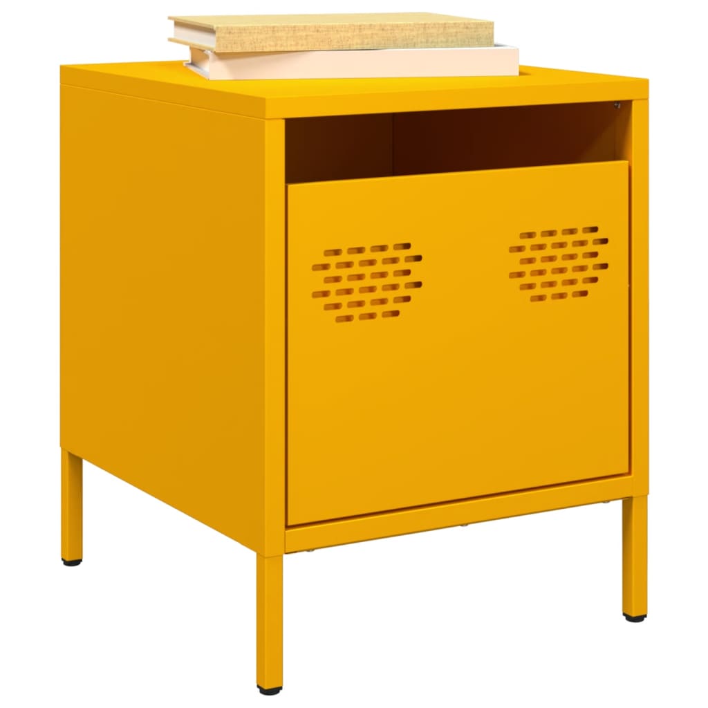 Κομοδίνα 2 τεμ. Μουσταρδί 35x39x43,5 εκ. από Χάλυβα