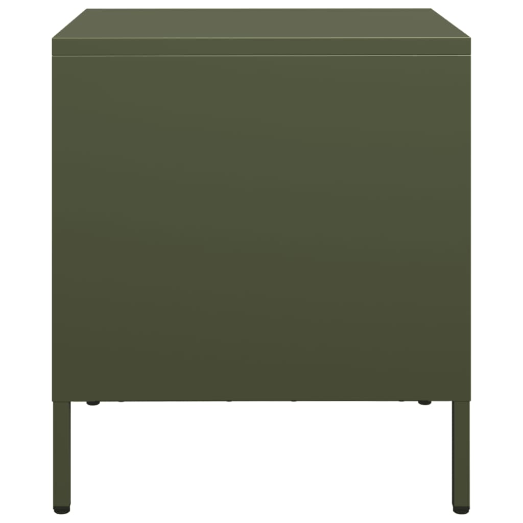 Κομοδίνο Πράσινο Λαδί 35x39x43,5 εκ. από Χάλυβα