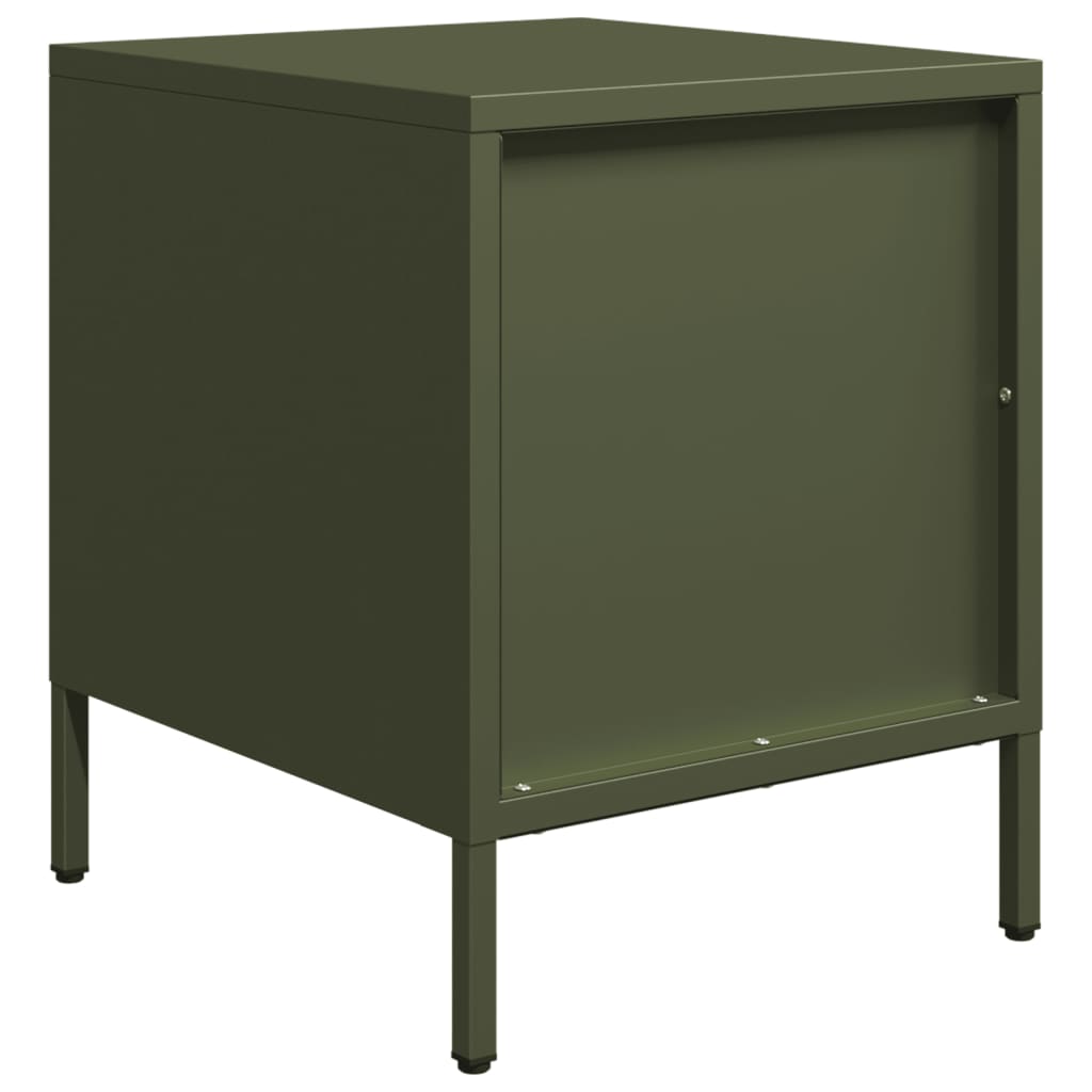 Κομοδίνο Πράσινο Λαδί 35x39x43,5 εκ. από Χάλυβα