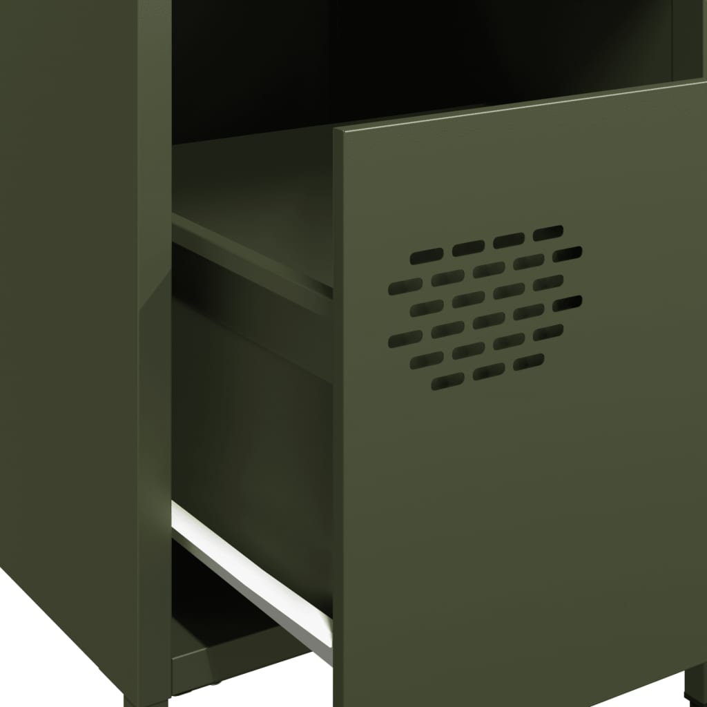 Κομοδίνο Πράσινο Λαδί 35x39x43,5 εκ. από Χάλυβα