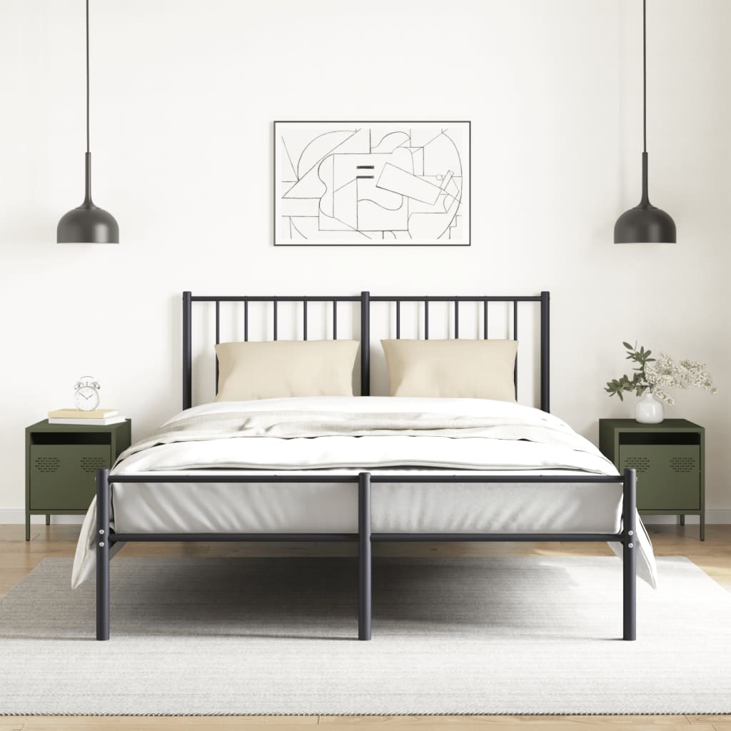 Κομοδίνα 2 τεμ. Πράσινο Λαδί 35x39x43,5 εκ. από Χάλυβα