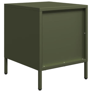 Κομοδίνα 2 τεμ. Πράσινο Λαδί 35x39x43,5 εκ. από Χάλυβα