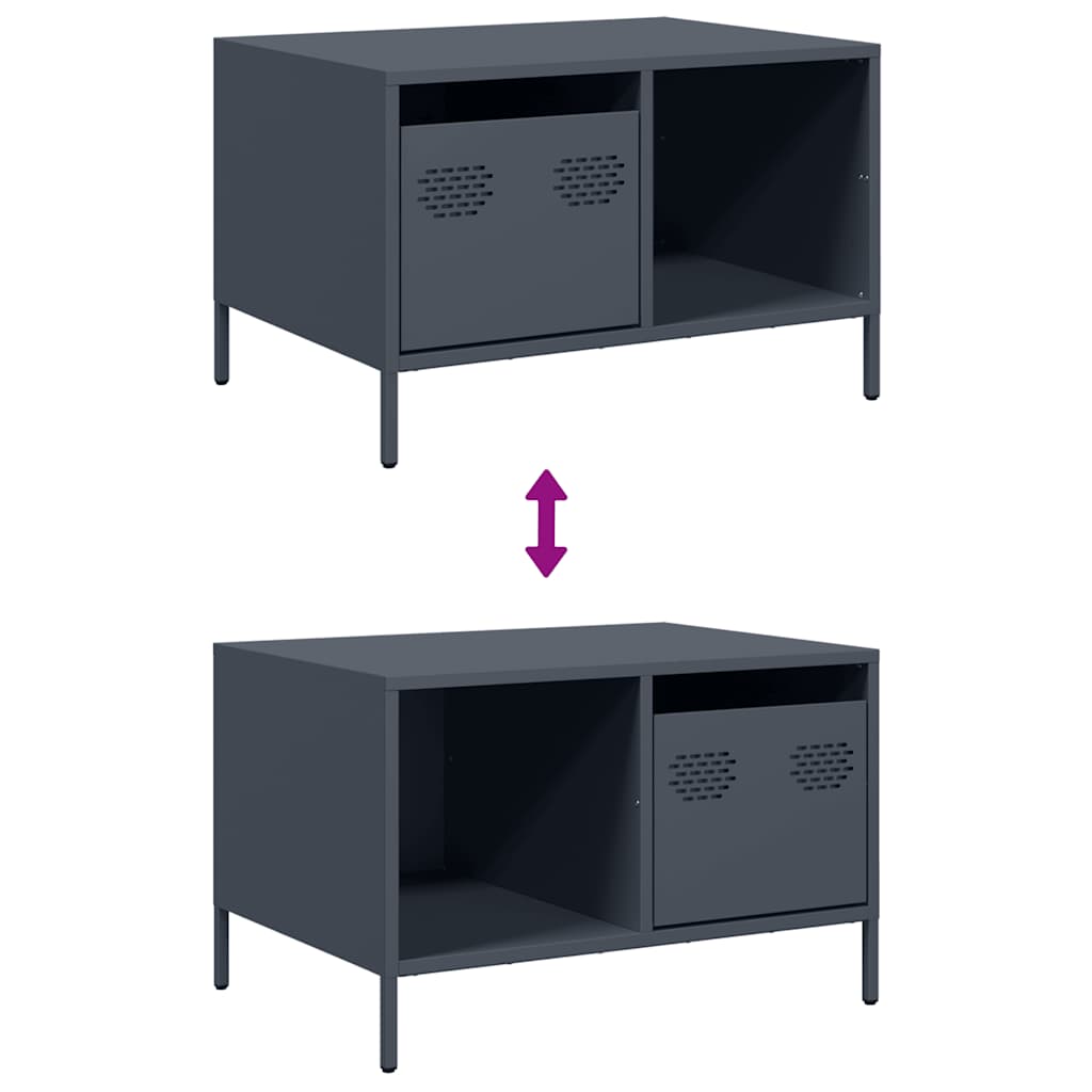 Τραπεζάκι Σαλονιού Ανθρακί 68,5x50x43,5εκ Χάλυβα Ψυχρής Έλασης