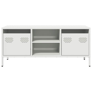 Έπιπλο Τηλεόρασης Λευκό 101,5x39x43,5 εκ. Ατσάλι Ψυχρής Έλασης