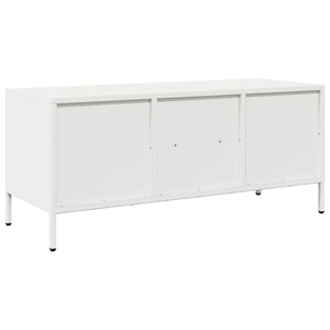 Έπιπλο Τηλεόρασης Λευκό 101,5x39x43,5 εκ. Ατσάλι Ψυχρής Έλασης