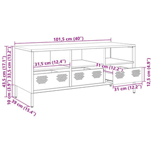Έπιπλο Τηλεόρασης Λευκό 101,5x39x43,5 εκ. Ατσάλι Ψυχρής Έλασης