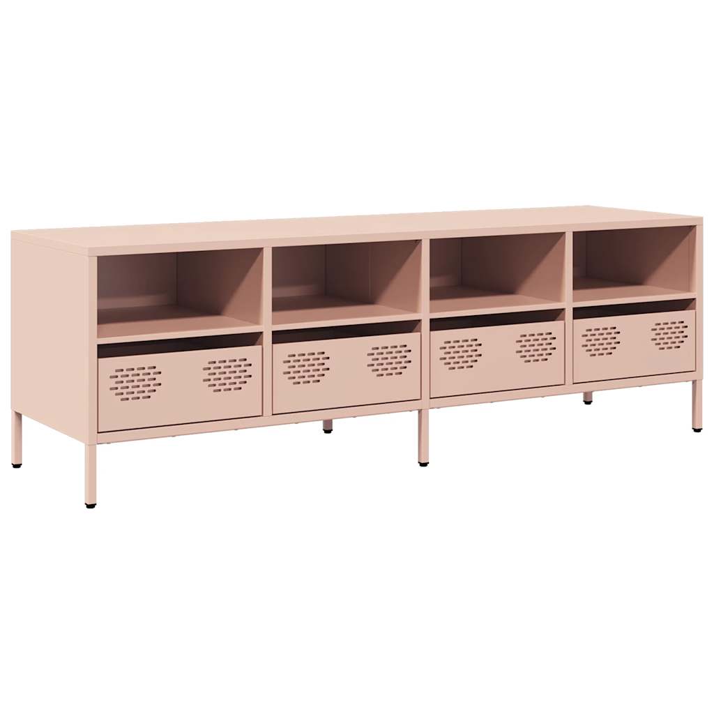 Έπιπλο Τηλεόρασης Ροζ 135x39x43,5 εκ. Ατσάλι Ψυχρής Έλασης