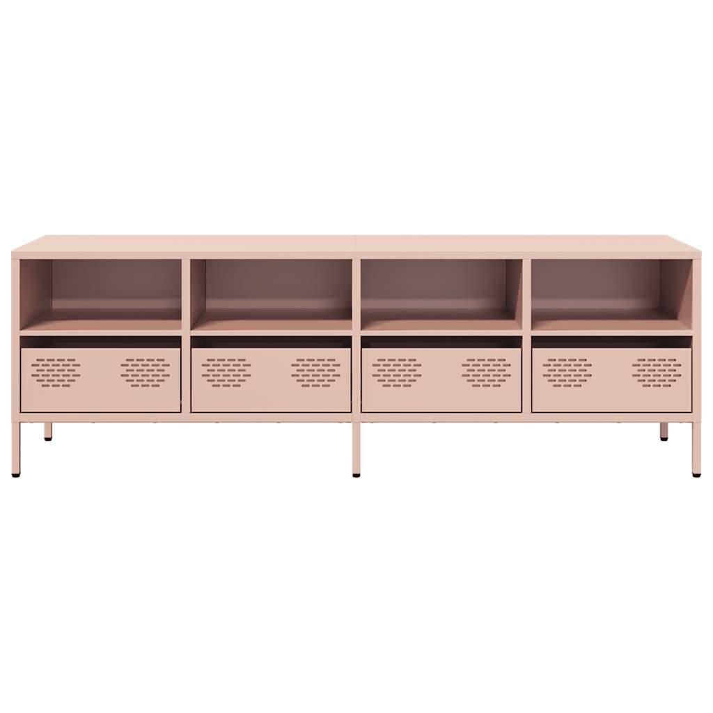 Έπιπλο Τηλεόρασης Ροζ 135x39x43,5 εκ. Ατσάλι Ψυχρής Έλασης