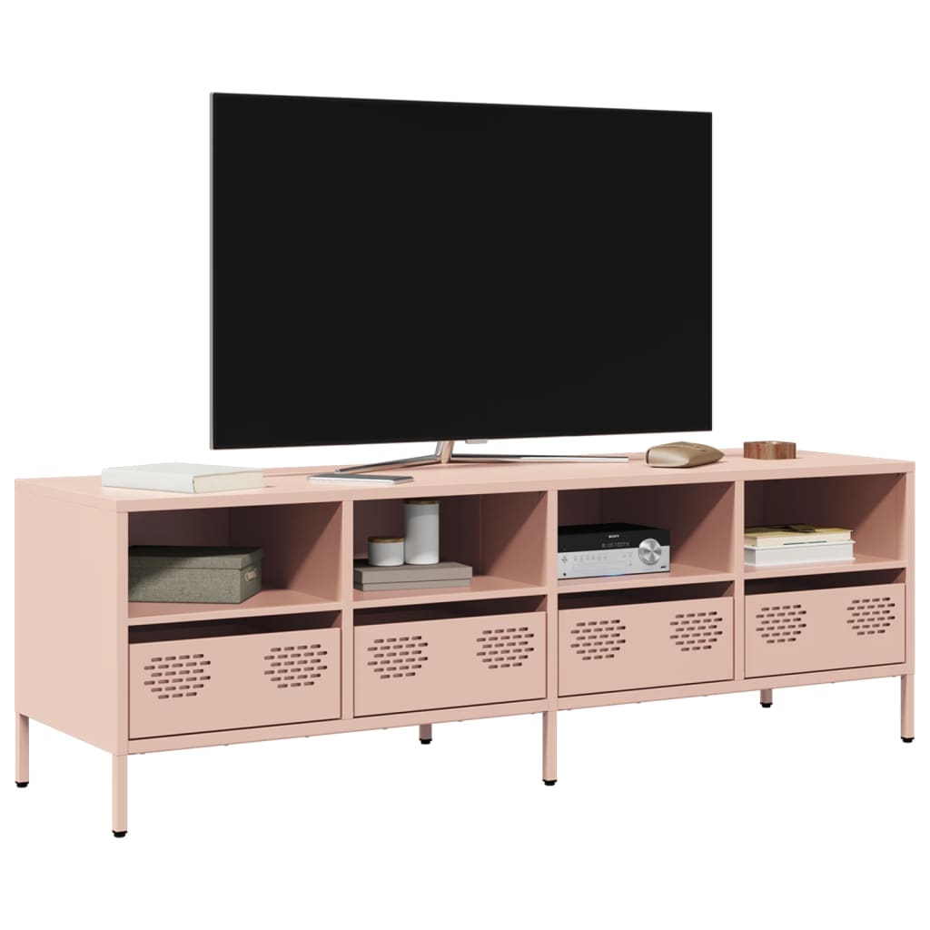Έπιπλο Τηλεόρασης Ροζ 135x39x43,5 εκ. Ατσάλι Ψυχρής Έλασης