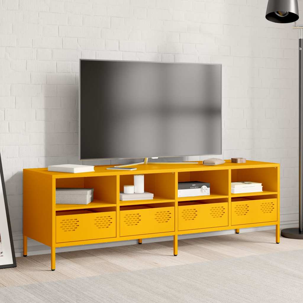 Έπιπλο Τηλεόρασης Μουσταρδί 135x39x43,5 εκ Ατσάλι Ψυχρής Έλασης