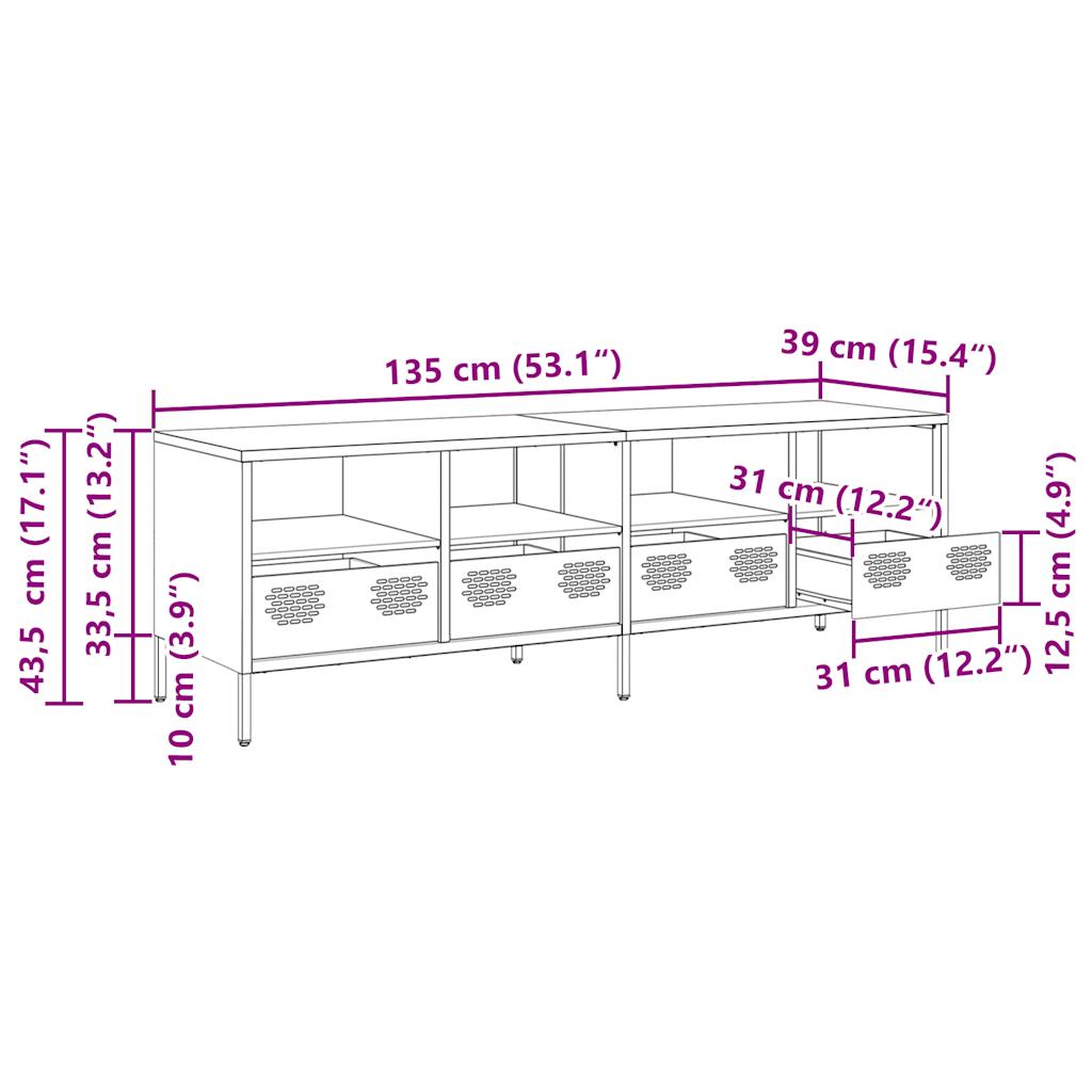 Έπιπλο Τηλεόρασης Μουσταρδί 135x39x43,5 εκ Ατσάλι Ψυχρής Έλασης