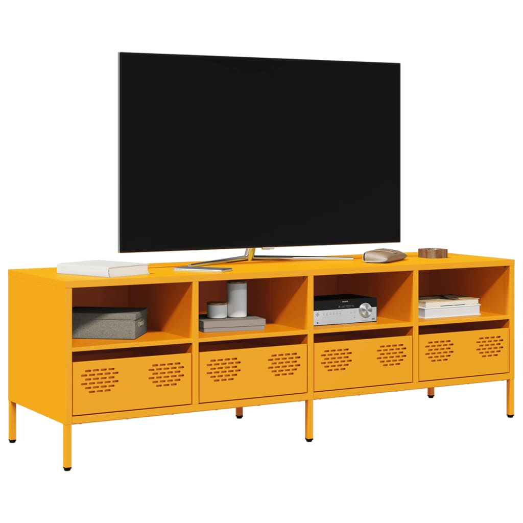 Έπιπλο Τηλεόρασης Μουσταρδί 135x39x43,5 εκ Ατσάλι Ψυχρής Έλασης