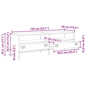 Έπιπλο Τηλεόρασης Λευκό 135x39x43,5 εκ. Ατσάλι Ψυχρής Έλασης