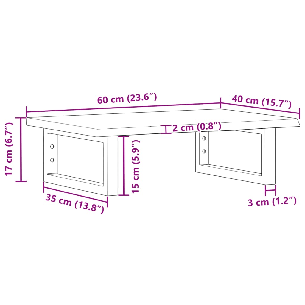 Ράφι Νιπτήρα Τοίχου από Ατσάλι / Μασίφ Ξύλο Δρυός