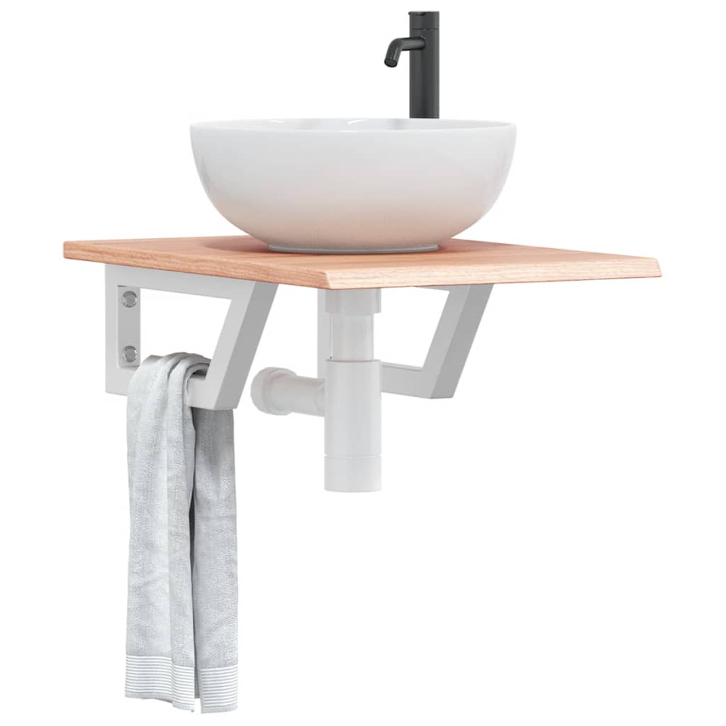 Ράφι Νιπτήρα Τοίχου από Ατσάλι / Μασίφ Ξύλο Δρυός - Pakobazaar