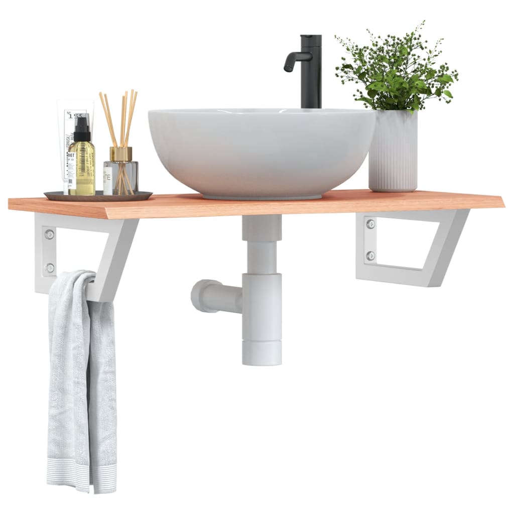 Ράφι Νιπτήρα Τοίχου από Ατσάλι / Μασίφ Ξύλο Δρυός