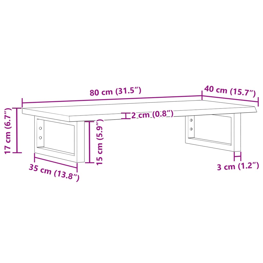 Ράφι Νιπτήρα Τοίχου από Ατσάλι / Μασίφ Ξύλο Δρυός