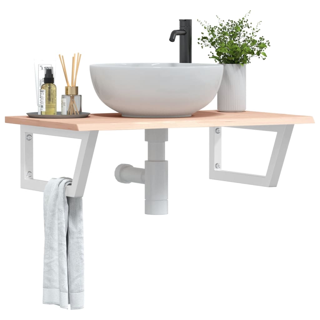 Ράφι Νιπτήρα Τοίχου από Ατσάλι / Μασίφ Ξύλο Δρυός - Pakobazaar