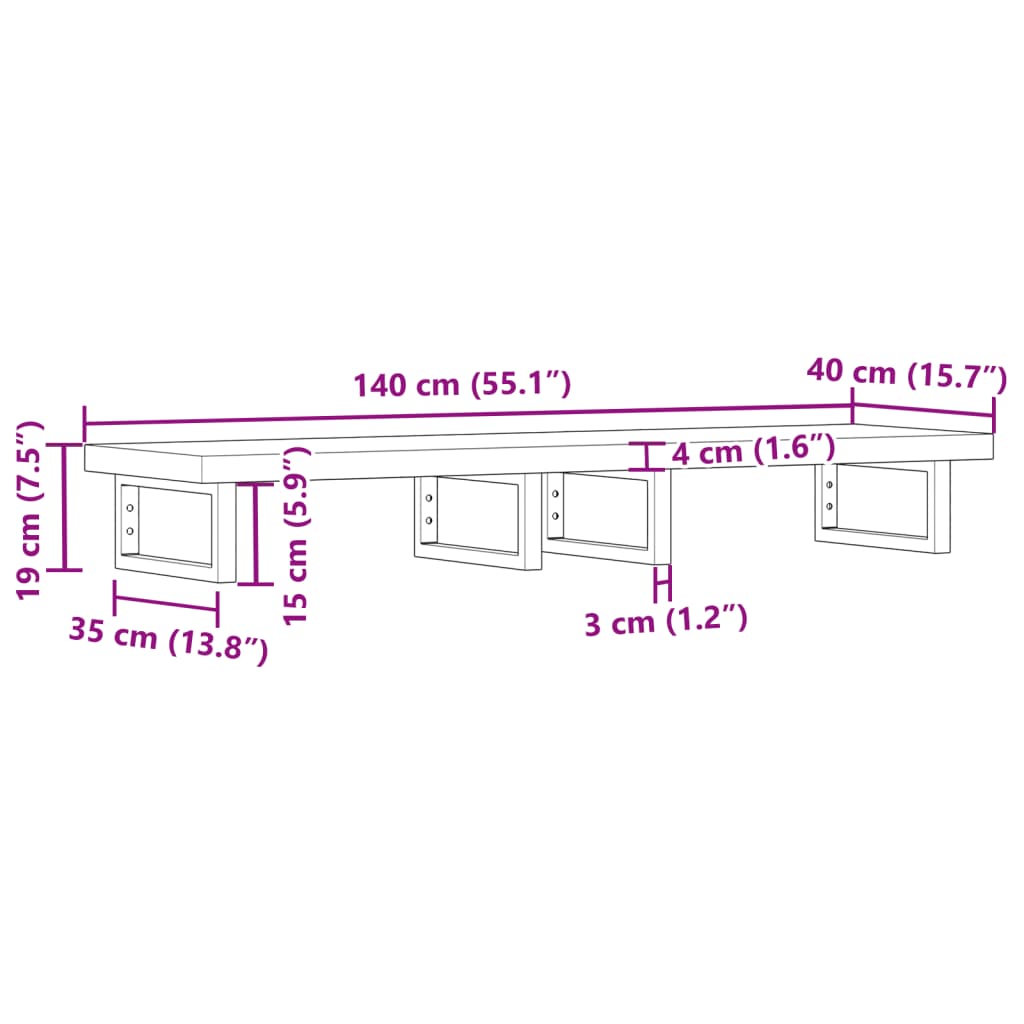 Ράφι Νιπτήρα Τοίχου από Ατσάλι / Μασίφ Ξύλο Ακακίας - Pakobazaar