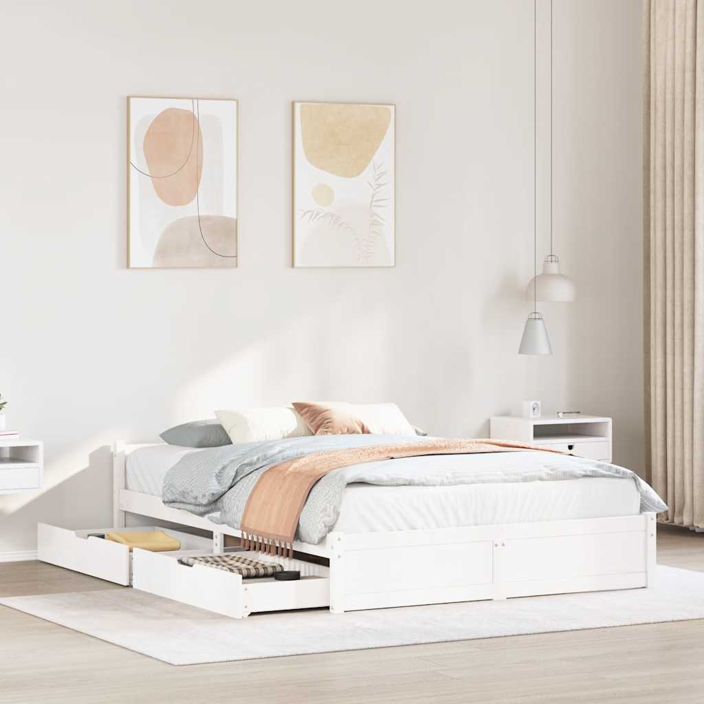 Σκελετός Κρεβ. Χωρίς Στρώμα Λευκό 150x200 εκ Μασίφ Πεύκο