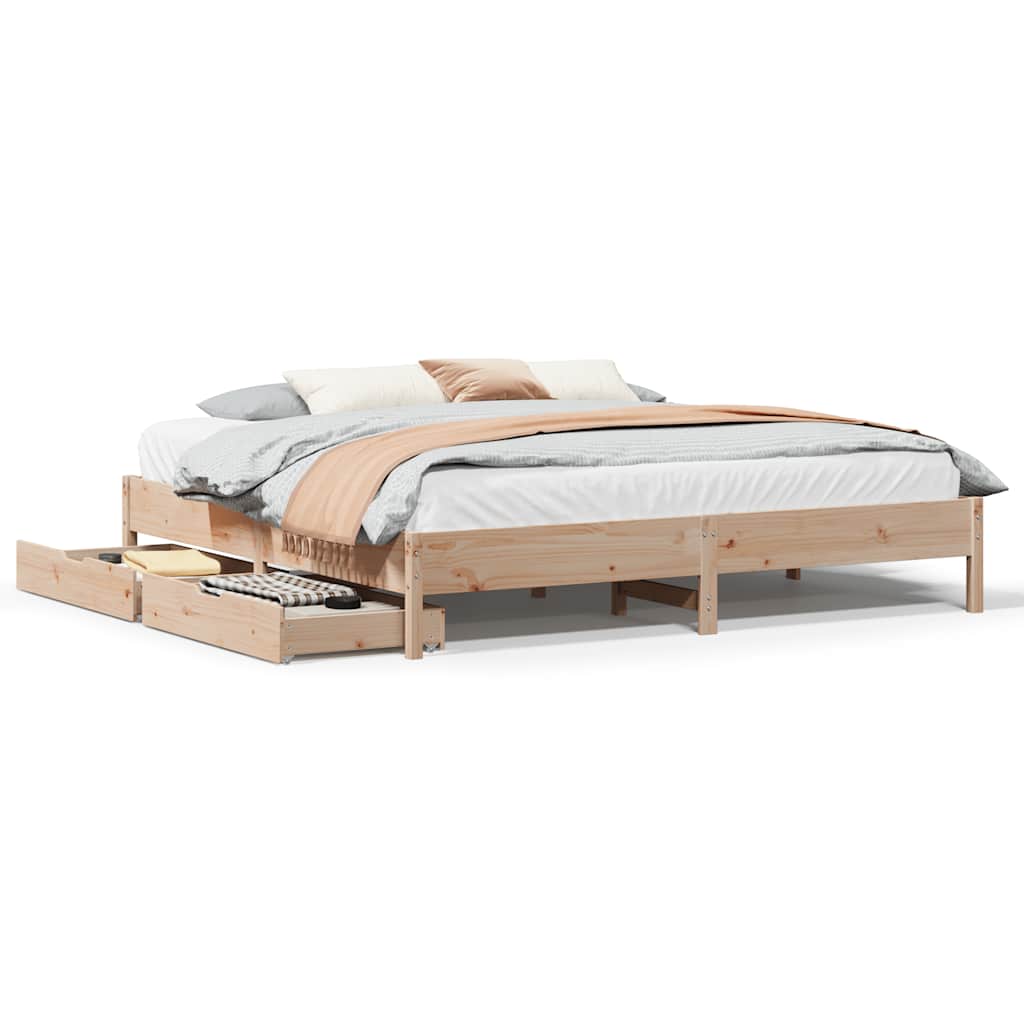 Σκελετός Κρεβατιού Χωρίς Στρώμα 200x200 εκ Μασίφ Ξύλο Πεύκου