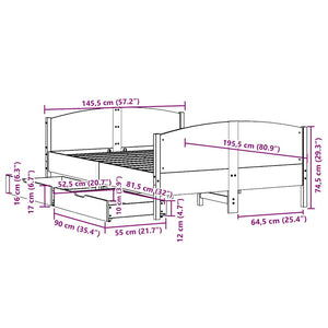 Σκελετός Κρεβατιού Χωρίς Στρώμα Καφέ 140x190 Μασίφ Ξύλο Πεύκου