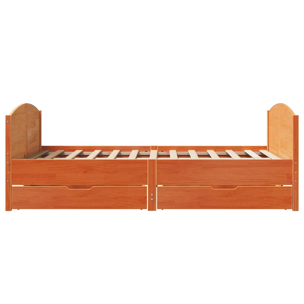 Σκελετός Κρεβατιού Χωρίς Στρώμα Καφέ 140x190 Μασίφ Ξύλο Πεύκου