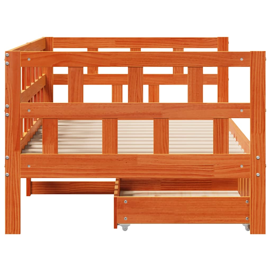 Καναπές Παιδικού Κρεβατιού με Συρτάρια Χωρίς Στρώμα Μασίφ Ξύλο