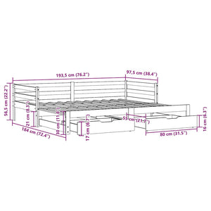 Καναπές Κρεβάτι Συρόμενος Χωρίς Στρώμα 90x190 εκ. & Συρτάρια